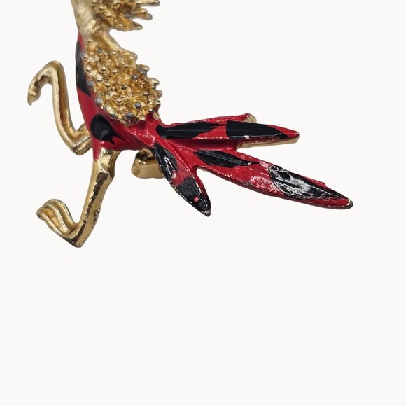 VTG Brooch Roadrunner Bird Enamel Painted Gold Tone Retro Fun Whimsy Cartoon Pin - Picture 3 of 10
